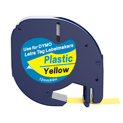 Dymo 91202 kompatibilis címkeszalag, sárga alapon fekete, 12mm x 4m