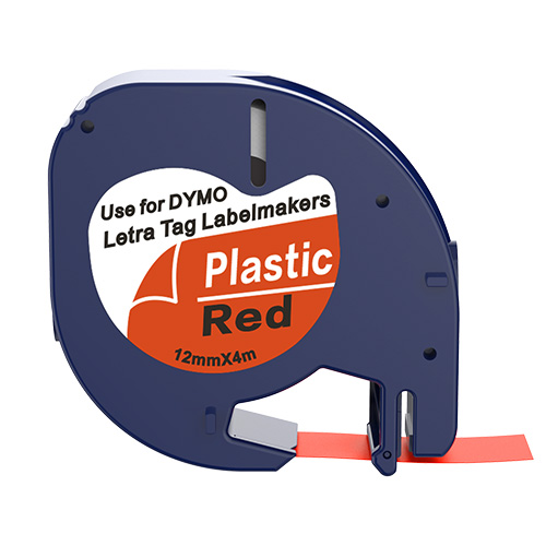 Dymo 91203 kompatibilis címkeszalag, piros alapon fekete, 12mm x 4m