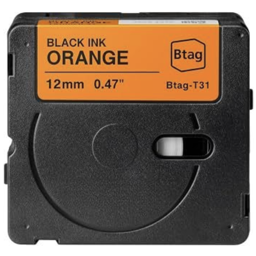 Brother Btag-T31 kompatibilis címkeszalag narancssárga alapon fekete 12mm