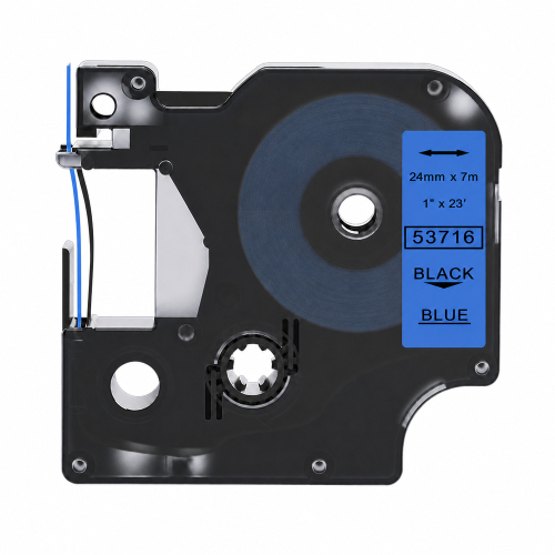 Dymo 53716 kompatibilis címkeszalag, kék alapon fekete, 24mm x 7m