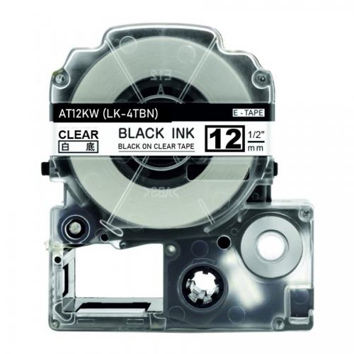 Epson LK-4TBN kompatibilis címkeszalag, átlátszó alapon fekete, 12mm x 8m