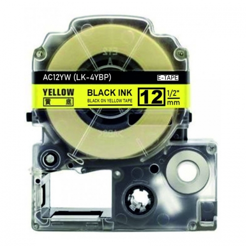 Epson LK-4YBP kompatibilis címkeszalag, sárga alapon fekete, 12mm x 8m