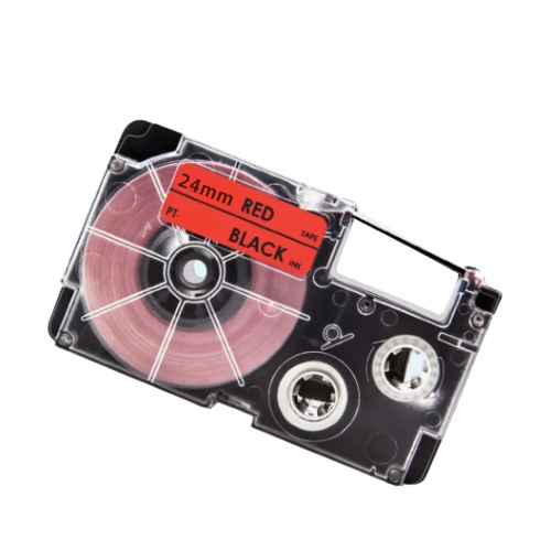 Casio XR-24RD kompatibilis címkeszalag, piros alapon fekete, 24mm x 8m